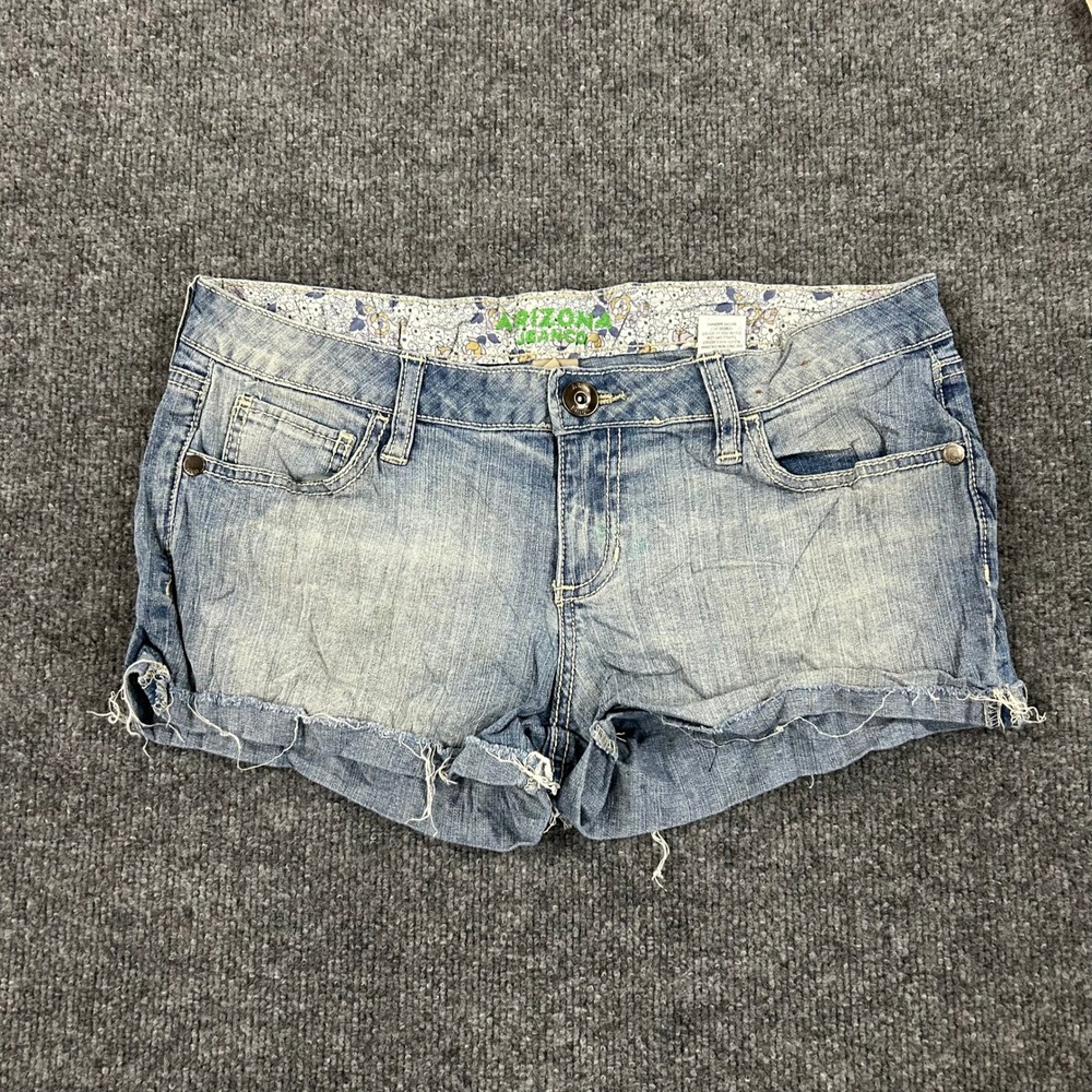 Arizona Jean Co Shorts Womens Size 9 Blue Denim Low Rise Raw Hem Stretch Cutoff